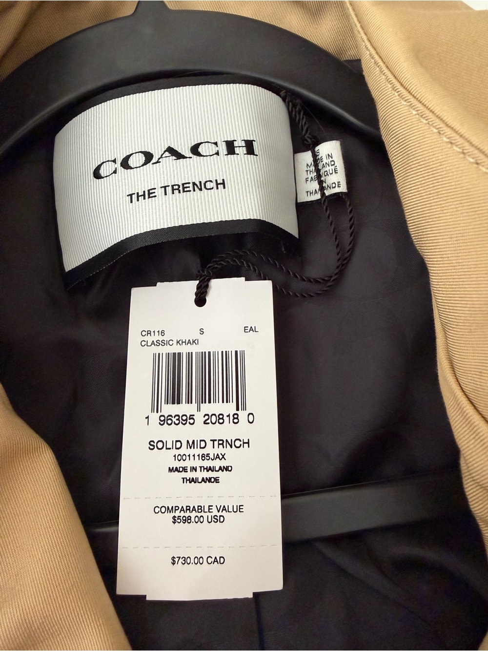 Coach Beige Double-Breasted Belted Trench Coat - Picture 11 of 15